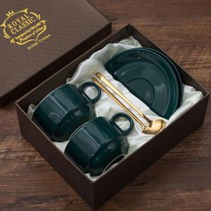 Top Selling Handmade Premium Gold Rim Coffee <b>Cup</b> Saucer Set Gold Spoon UV Printed Custom Logo Father's Day Luxury Gift Box - Product Image 4