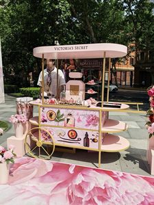 Carrito de Exhibición de Cosméticos Rosa para Vehículos, Venta Directa de Fábrica, Carrito Móvil para Eventos al Aire Libre - Product Image 2