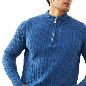 Maglione da Uomo alla Moda con Mezza Zip in Pile Lavorato a Maglia, Logo Personalizzato, Collo Alto, Zip 1/4, in Cashmere e Lana per Uomo - Product Image 4