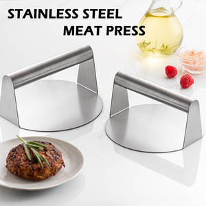 Presse à viande ronde en acier inoxydable avec poignée confortable pour hamburgers et bacon, vente en gros sur mesure - Product Image 2
