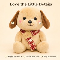 Peluche chiot avec écharpe tricotée, chien en peluche doux et câlin, compagnon pour filles, garçons, adolescents, chambre à coucher, cadeau de Noël