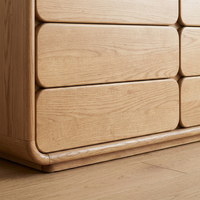 Nouvelle commode en chêne à six tiroirs, style chinois mi-siècle, écologique et durable, avec cadre en bois massif, pour chambre à coucher et rangement de salon