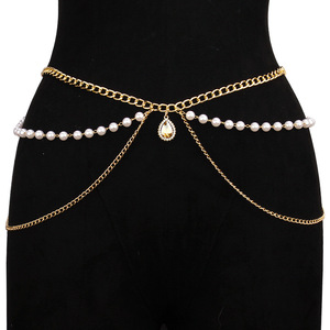 Cadena corporal metálica de varias capas a la moda con colgante de esmeralda, cadena de cintura para mujer, joyería para fiestas. - Product Image 5