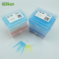 Embouts de pipette en plastique stérile de laboratoire les moins chers, 200 µl, jaunes, avec boîte