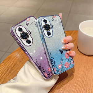 Pour <span class=keywords><strong>Huawei</strong></span> Mate60 Étui de téléphone portable en TPU électro-plaqué Secret Garden Paillettes dégradées Fleurs Anti-chute pour Honor 9X Pro - Product Image 3