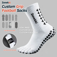 ZONEKKI Chaussettes de football antidérapantes à cinq doigts personnalisées avec grip, pour sportifs et athlètes