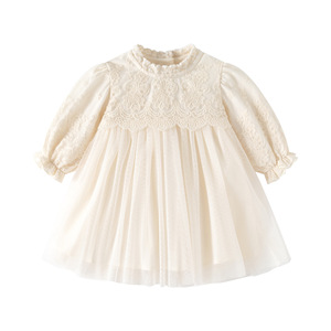 Abito da Principessa <span class=keywords><strong>per</strong></span> Bambina Primavera-Autunno 2026, Maniche Lunghe Ricamate, in Tulle, <span class=keywords><strong>per</strong></span> Cento Giorni e Primo Compleanno - Product Image 1