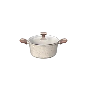 BESCO OEM Essence Series 24cm Forged Aluminum Marble Casserole Casseroles Cookware Casserol en Aluminium with Glass Lid