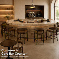 Comptoir de bar rond en marbre de luxe pour café, comptoir de café commercial, comptoir de réception haut de gamme personnalisable