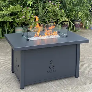 112cm Aluminum Rectangle Outdoor Fire Pit Table