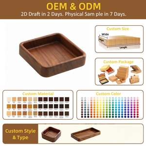 กล่องผลไม้ไม้วอลนัททรงสี่เหลี่ยม ถาดใส่ผลไม้อบแห้ง ชามลายดอกพลัม แบบซ้อนได้ ดีไซน์ทันสมัยเรียบง่าย สำหรับใช้ในบ้าน - Product Image 6