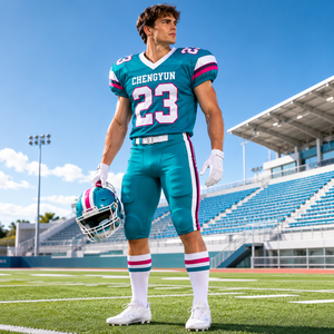 <span class=keywords><strong>Maillot</strong></span> de <span class=keywords><strong>football</strong></span> personnalisé en sergé, ensemble uniforme de <span class=keywords><strong>football</strong></span> américain en polyester de qualité supérieure avec rembourrages de performance, commandes d'équipes bienvenues - Product Image 1