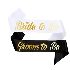 All'ingrosso White Bride to Be Sash forniture per feste di addio al nubilato decorazioni ragazza divertente forniture per feste di addio al nubilato raso personalizzato