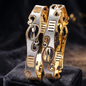 Venta al por mayor de brazaletes chapados en dos tonos, diseños de brazalete modernos, brazaletes CNC de doble tono, joyería de brazaletes CNC de moda, brazaletes de moda - Product Image 5