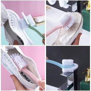 Juego de cepillos para zapatos de doble cara, cerdas suaves y coloridas, mango ergonómico, herramienta de limpieza multifuncional para zapatos, lavandería, inodoro y hogar - Product Image 2