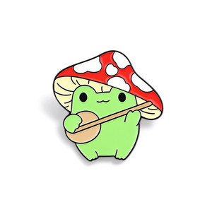 Ensemble de badges en émail mignons en forme d'animaux (champignons, chat, mouton, grenouille, oiseau) – Badges métalliques de dessin animé - Product Image 3