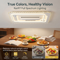 Nouveau Ventilateur de Plafond LED Sans Pales 2026 avec Contrôle Vocal, Musical, par Application et Télécommande, Puissant, 180W 220V, pour Salon et Chambre à Coucher