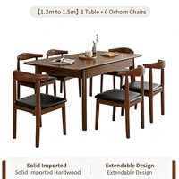 Ensemble de table à manger extensible en bois massif, table à dîner pliable et rétractable pour économiser de l'espace, pour la maison, la cuisine, le restaurant