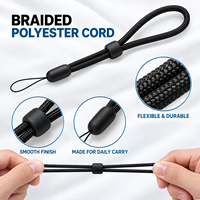 Dragonne de poignet personnalisée en polyester, cordon tressé réglable avec fermoir coulissant pour téléphone, appareil photo, clés