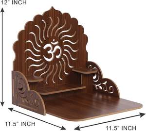 プージャルームのための宗教的な木製の壁に取り付けられた吊りプージャ寺院木製の神スタンド、家のためのプージャマンディール - Product Image 2