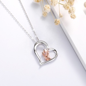 Isunni S925เงินสเตอร์ลิงชุบโรสโกลด์<span class=keywords><strong>แม่</strong></span>และลูกชายสร้อยคอหัวใจสำหรับแม่ - Product Image 4