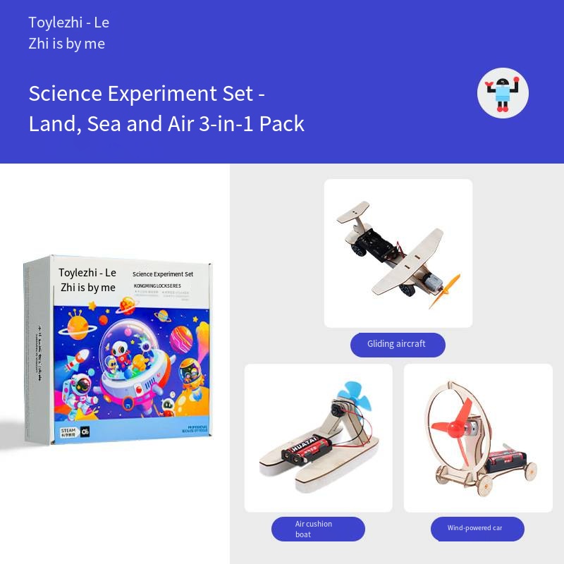Experimento mar-tierra-aire, set de 3 piezas - PPT para enseñanza.