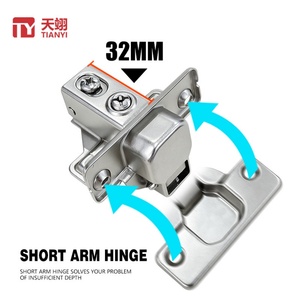 TIANYI Bisagra hidráulica de cierre suave de brazo corto, estilo americano, de acero laminado en frío, para marco de gabinete y puerta de muebles de cocina - Product Image 5
