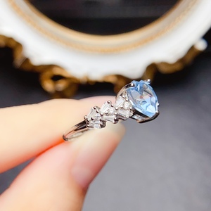 Màu xanh Topaz nhẫn với 14k vàng mạ 925 Bạc bán buôn đá quý trang sức cho phụ nữ cho đám cưới và các bên - Product Image 4