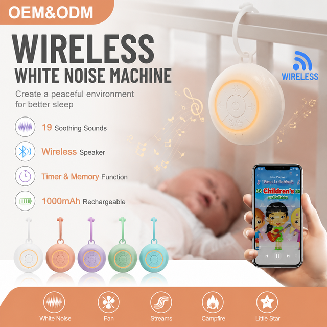 Wireless White Noise Sound Machine with Motion Sensor for Baby Sleep Nature Soother Night Breathing Light Portable Timer USB