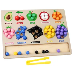 Commiki Montessori brinquedos educativos para classificação de frutas, joia de madeira para crianças, brinquedos cognitivos de ação de mão fina coloridos