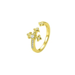 Iris Series Full Diamond Cross Flower <b>Ring</b> S925 Sterling <b>Silver</b> Unisex <b>Adjustable</b> Index Finger Everyday Wear Jewelry - Product Image 1