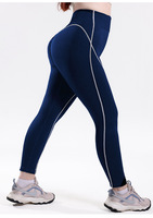 Pantalon de yoga taille haute côtelé en Spandex/Nylon, color-block, grande taille, longueur intégrale, pour femme, idéal pour la course et le fitness – Meilleures ventes