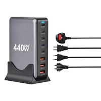 Chargeur de bureau 440W GaN 8 ports USB Type C PD 100W Chargeur HUB rapide 3.0 USB Type C Téléphone portable 440W Stations de charge USB