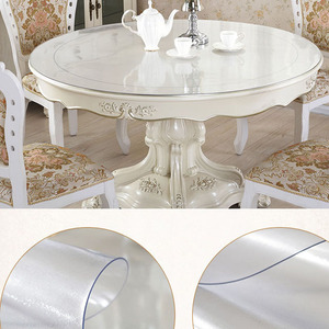 Nappe ronde transparente en PVC, imperméable, avec motif de cuisine, verre à l'huile, tissu doux, 1.0mm