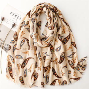 Scialli in viscosa stampati con motivo floreale a forma di fiore stile retrò stile femminile <span class=keywords><strong>elegante</strong></span> anacardi sciarpe glitterate in lamina d'oro - Product Image 2