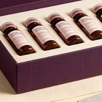 Boîte rigide personnalisée avec couvercle et base en prunier pour flacons de peptides, 6 flacons, avec logo estampé à chaud sur éponge, papier spécial, soins personnels