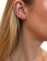 VLOVE Bijoux en or massif de haute qualité, vente en gros, boucles d'oreilles clous incurvées, 14K 18K, boucles d'oreilles en diamant de laboratoire