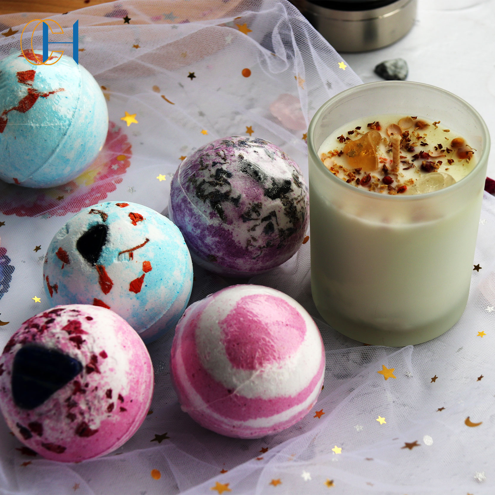 C&H Wholesale Handmade Pure Natural Organic Flowers Essential Oil Luxurious Hemp Oil Bath Bomb for Skin Rejuvenation
