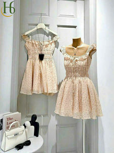 Vestido Mini con Hombros Descubiertos y Estampado de Puntos, Vestido Midi sin Mangas, Estilo Casual, Dulce y Vintage, Fabricación OEM en Vietnam - Product Image 5