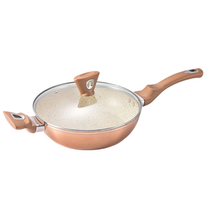 <span class=keywords><strong>Schweizer</strong></span> Industrie Camping Keramik Aluminium Körper tief Waben marmor Antihaft beschichtung Granit Induktion Bratpfanne mit Deckel - Product Image 2