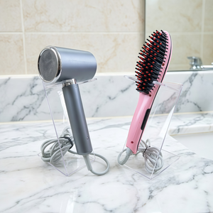 <span class=keywords><strong>Support</strong></span> de sèche-cheveux en acrylique transparent - <span class=keywords><strong>Support</strong></span> de sèche-cheveux pour comptoir, pour salle de bain et salon - Design robuste en forme de Z, matériau sans BPA - Product Image 5