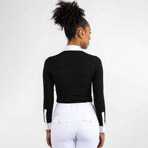 Màu Đen Cưỡi Ngựa Chương Áo Sơ Mi Dài Tay Áo Cơ Sở Thoáng Khí Lớp Lưới Vải Cưỡi Ngựa <span class=keywords><strong>Tops</strong></span> Áo Sơ Mi Thể Thao Mặc Cho Phụ Nữ - Product Image 1