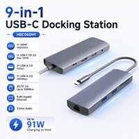 Hub USB C 9 en 1 con Gigabit Ethernet RJ45, HDMI 4K 60Hz, 100W PD, Audio, Lector de Tarjetas SD y TF 3.0, Estación de Acoplamiento Tipo C para MacBook