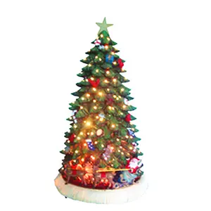 光纤圣诞树通过电池供电树脂圣诞村手绘聚树脂圣诞树装饰