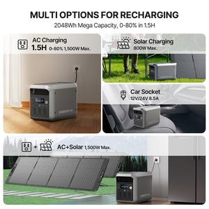 लाइफ 4 लिथियम बैटरी पीने योग्य बिजली स्टेशन उच्च क्षमता 2000 2048wh होम सोलर एनर्जी सिस्टम - Product Image 2
