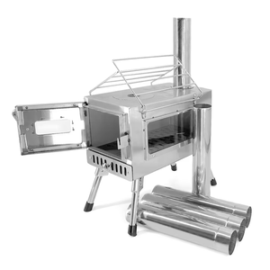 Estufa <span class=keywords><strong>de</strong></span> Camping Ligera <span class=keywords><strong>de</strong></span> Acero Inoxidable con <span class=keywords><strong>Chimenea</strong></span>, Portátil, Manual, para Leña y Barbacoa - Product Image 2