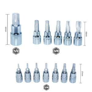 Juego de llaves de vaso Torx profesional de 13 piezas, T8 T60, con accionamiento hexagonal de 1/4 pulgada, cromado, para reparación automotriz - Product Image 3