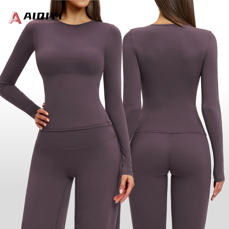 8519 Long Sleeve Athletic Gym Fitness Fit Top Without Pads Neckline Workout Sports Gym Sport Tops Woman Gym