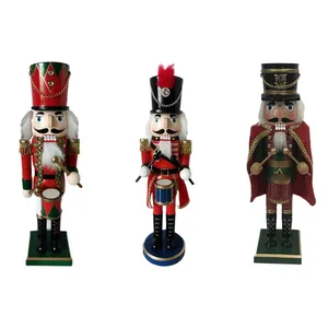 Nouveaux ornements en bois décoration Figurine jouets noyer Clip marionnettes soldat casse-noisette pour noël