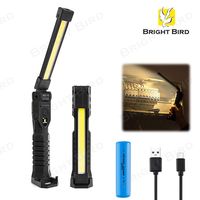 Lampe de travail portable pliable magnétique COB Bright Bird 310lm, rechargeable par USB, LED étanche, lampe d'inspection avec crochet pour voiture